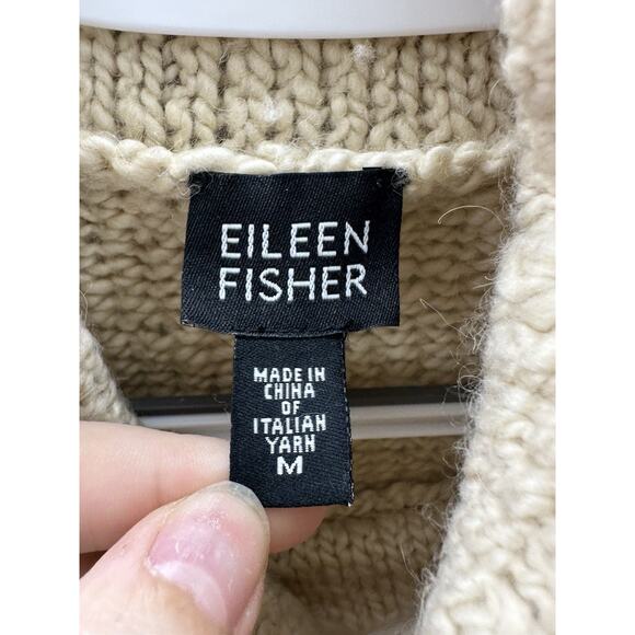 Eileen Fisher Womens Sweater Medium Tan Pullover Crowl Neck Merino Wool Camel - Picture 4 of 11